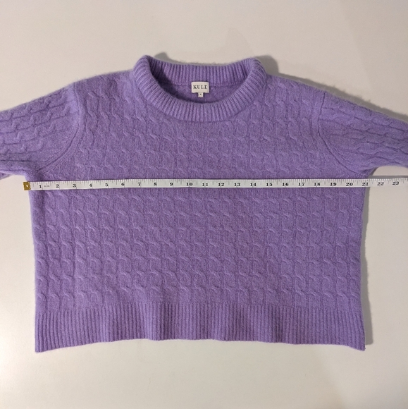 KULE Cashmere Cable Knit Sweater with Cuff Stripe | Lilac - Picture 8 of 10